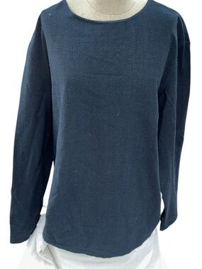 Lemaire navy blue wool dress top shirt 48 L